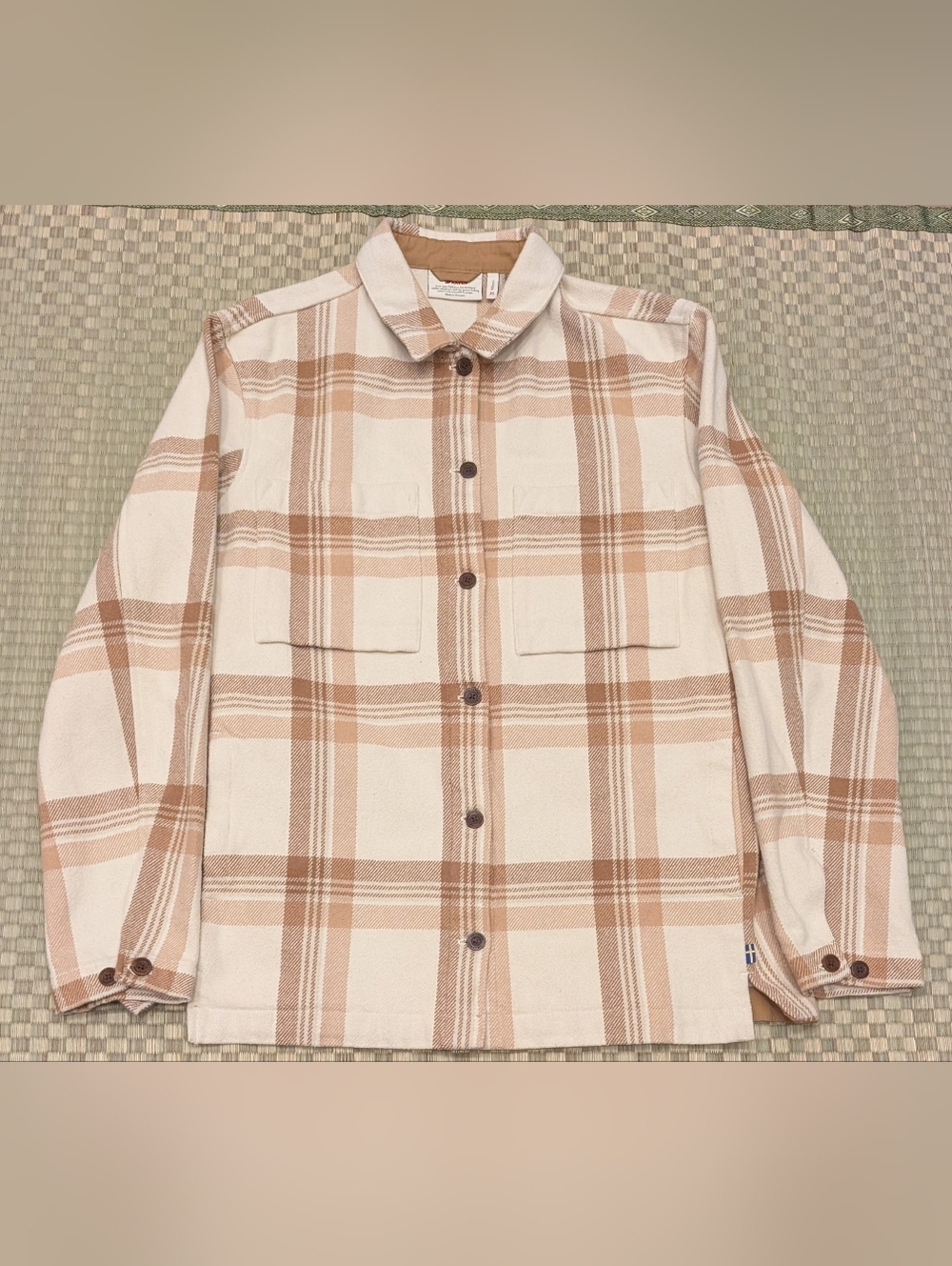 Fjallraven Singi Flannel Overshirt Chalk White Dune Beige Women's Size XS